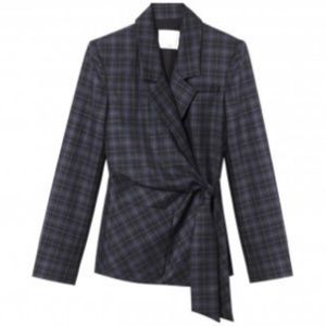 Tibi Marvel Plaid Wrap Jacket